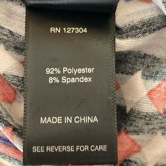 Ali Miles Lagenlook Boho Bold Print Top Size Large Artsy Peasan Multicolor Atzec - Picture 9 of 9